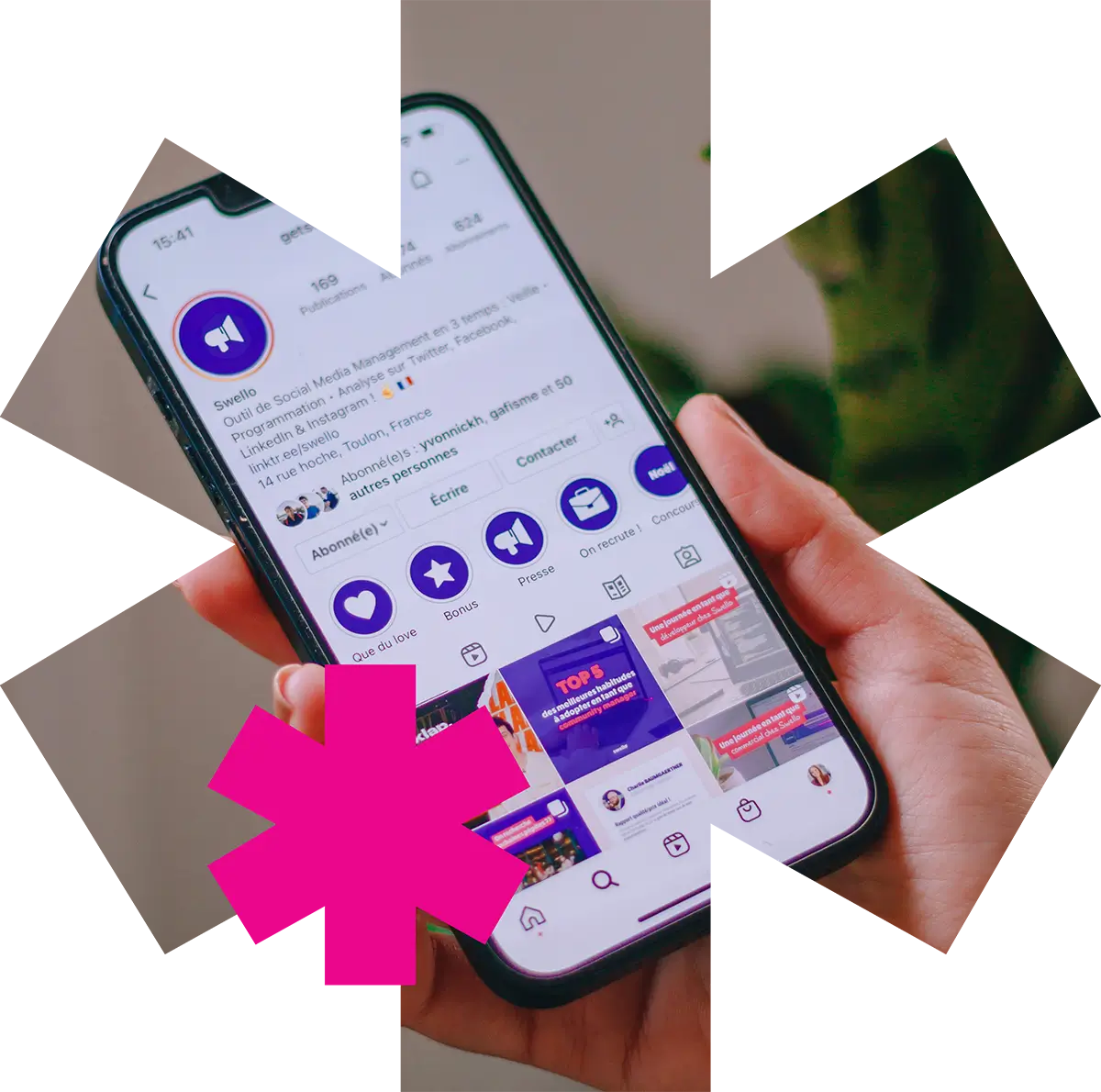 a cellphone showing an instagram feed on screen