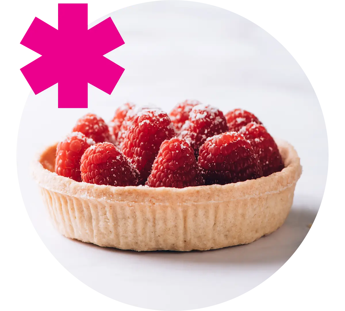 strawberry tart with icing sugar sprinkled on top